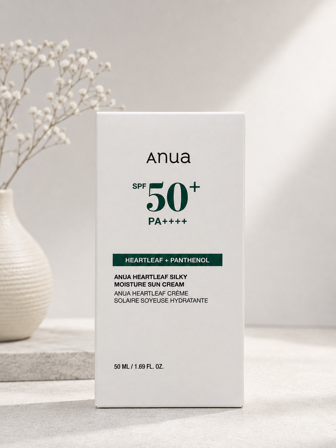 کرم ضد آفتاب آبرسان و ابریشمی هارت لیف آنوا SPF50+ PA++++ حجم ۵۰ میل